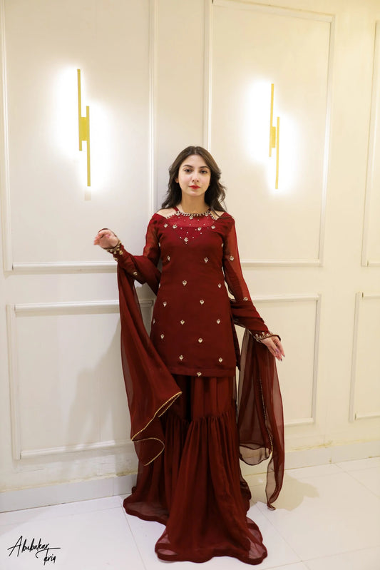 BL-MAROON GHARARA FIT