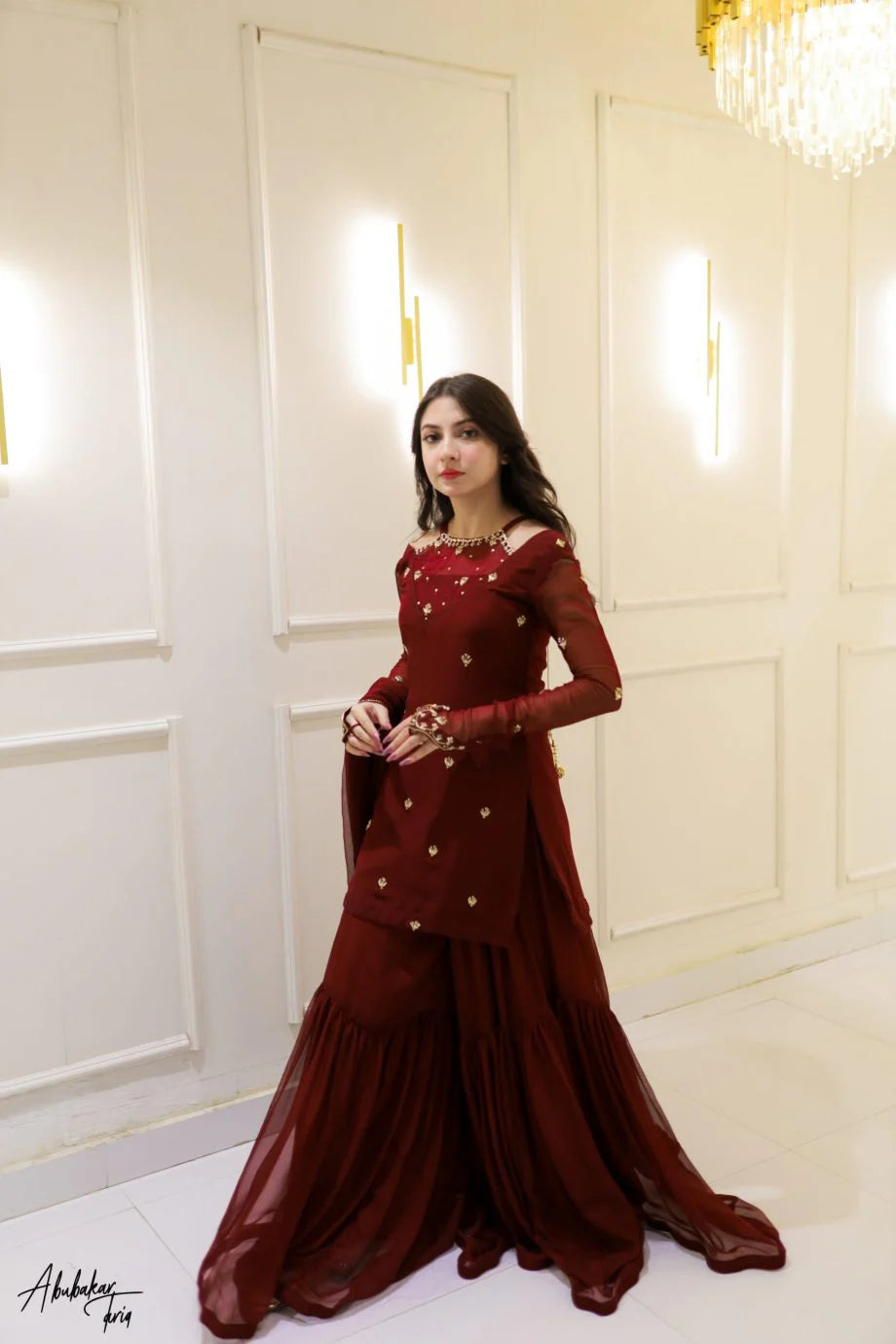 BL-MAROON GHARARA FIT